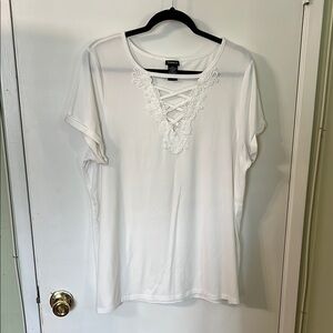 White Lace Detail Women's Top